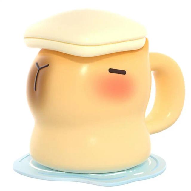 Caneca cerâmica 3D de capivara com copo e tampa, ideal para banho e bebidas - 400ml