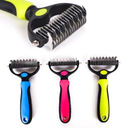 Dupla face Pet Grooming escova, derramamento e dematting Undercoat Rake pente para cães e gatos, 1PC - Image 1