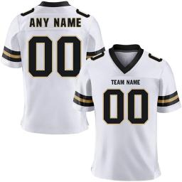 Personalizado branco ouro preto camisa de futebol americano número nome da equipe personalizado uniforme respirável para adultos crianças fãs presente - Image 1