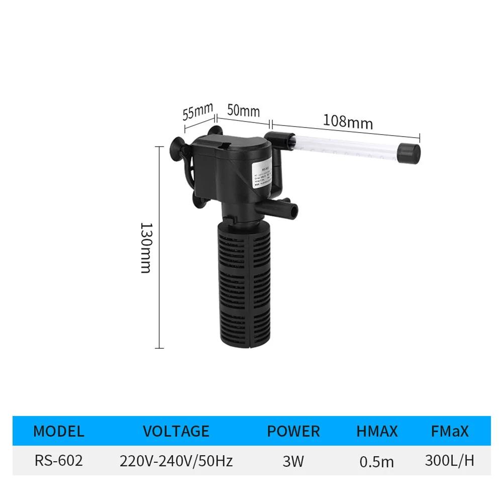 3 em 1 silencioso aeração purificador de água bomba interna submersível filtro aquário oxigênio submersível purificador de água - Image 1