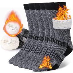 3 pares de meias masculinas e femininas de lã merino, meias térmicas e quentes espessadas para trabalho de inverno, caminhadas ao ar livre, corrida, esportes grandes - Image 1