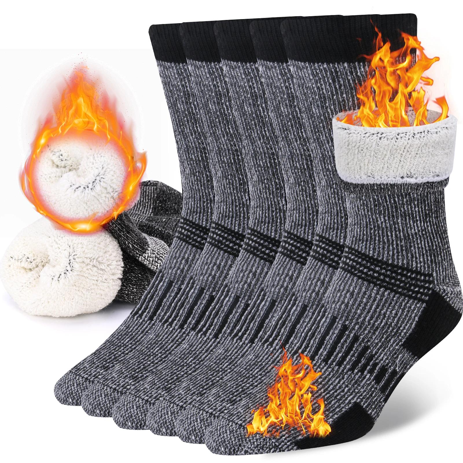 3 pares de meias masculinas e femininas de lã merino, meias térmicas e quentes espessadas para trabalho de inverno, caminhadas ao ar livre, corrida, esportes grandes - Image 1