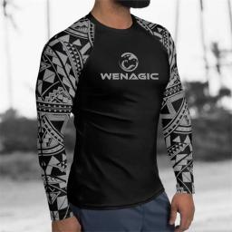 Manga comprida Rash Guard Surfing Mergulho Ternos dos homens, Proteção UV Calças Justas, Rashguard, Swim Float Suit, Natação Camiseta, Roupas de Surf, Novo - Image 4