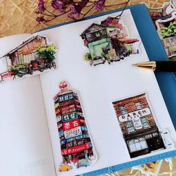 41 pçs viagem arquitetura paisagem adesivos turismo pvc papelaria scrapbooking diy diário álbum taiwan doce loja vara etiqueta - Image 4