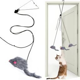 Porta interativa pendurada gato brinquedo com preto mouse Teaser, entreter e exercício, jogar suprimentos para gatos interiores - Image 1