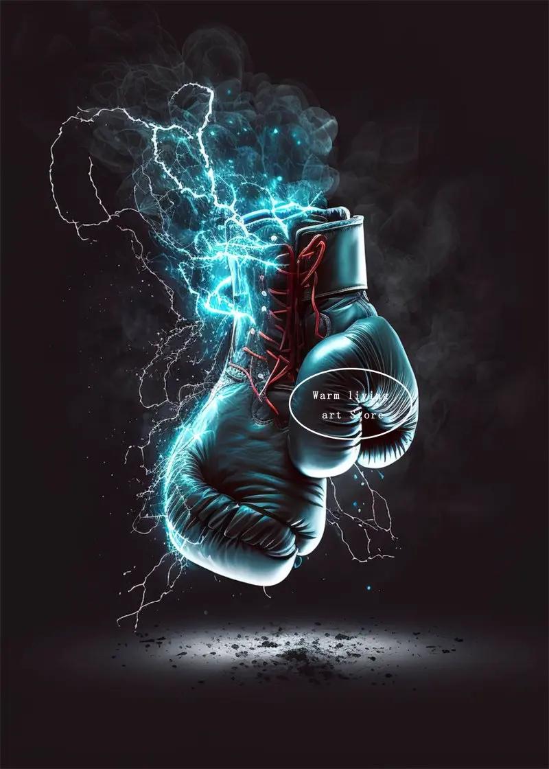 Luvas de Boxe Black Cool, Luvas Fitness, Cartaz Estético, Mural, Pintura em Lona, Ginásio, Decoração para Meninos - Image 1