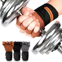 Luvas de ginástica para levantamento de peso com suporte de pulso para homens e mulheres, proteção total para as palmas, exercícios fitness, 1 par - Image 3