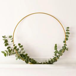 Anel de metal Floral com Base De Madeira, Grinalda De Casamento, Guirlanda De Flores Artificiais, Ornamento De Suspensão, Decoração De Mesa De Festa Em Casa, 20-35cm - Image 5