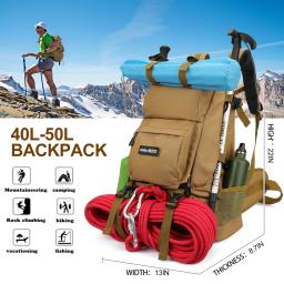 Mochila de viagem impermeável para homens, montanhismo e campismo mochila, trekking saco, escalada e caminhadas saco 50 litros - Image 2