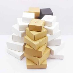Embalagem de presente artesanal com vários tamanhos, papel kraft branco, caixa preta, embalagem de natal, caixa de embalagem com 10 peças - Image 1