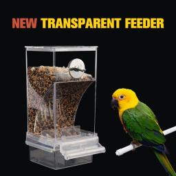Alimentador automático transparente de sementes de pássaro alimentador automático pendurado caixa alimentos e calha papagaio alimentador gaiola acessórios suprimentos pássaro - Image 6