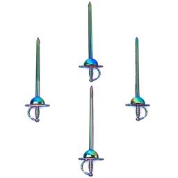 Rainbow Alloy Esgrima Encantos, Western Sword Pendant Acessório, DIY Fazer Jóias, Colar Chaveiro Suprimentos, Bulk Atacado, 5Pcs - Image 1