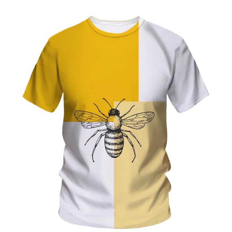 Camiseta estampada em 3D de abelha masculina, blusa gola O, manga curta, gola O, solta, tendência Hip Hop, moda neutra, animal, qualidade, bonito, verão - Image 1