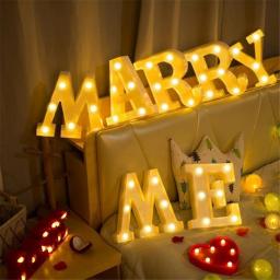 Letras decorativas do alfabeto Luzes LED, lâmpada luminosa, luz noturna da bateria, festa, casamento, decoração do quarto - Image 3