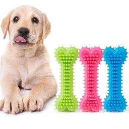 1pc pet mastigar brinquedo de borracha macia mordida-resistência forma de osso dentes moagem brinquedos de mastigar para cães pequenos treinamento suprimentos para animais de estimação - Image 1