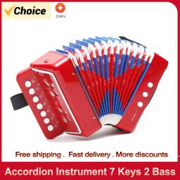 Kids Acordeon Mini Toy Instrumentos Musicais, 7 Chaves, Rosa, Rosa, Vermelho, Branco para Crianças, Crianças, Crianças, Iniciantes, Música Presente - Image 1