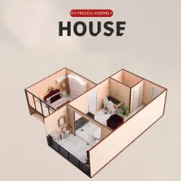 Caixa de construção em miniatura em escala 1:30, casa pré-fabricada, construtor de madeira, kit de modelo de montagem, material de arquitetura - Image 3