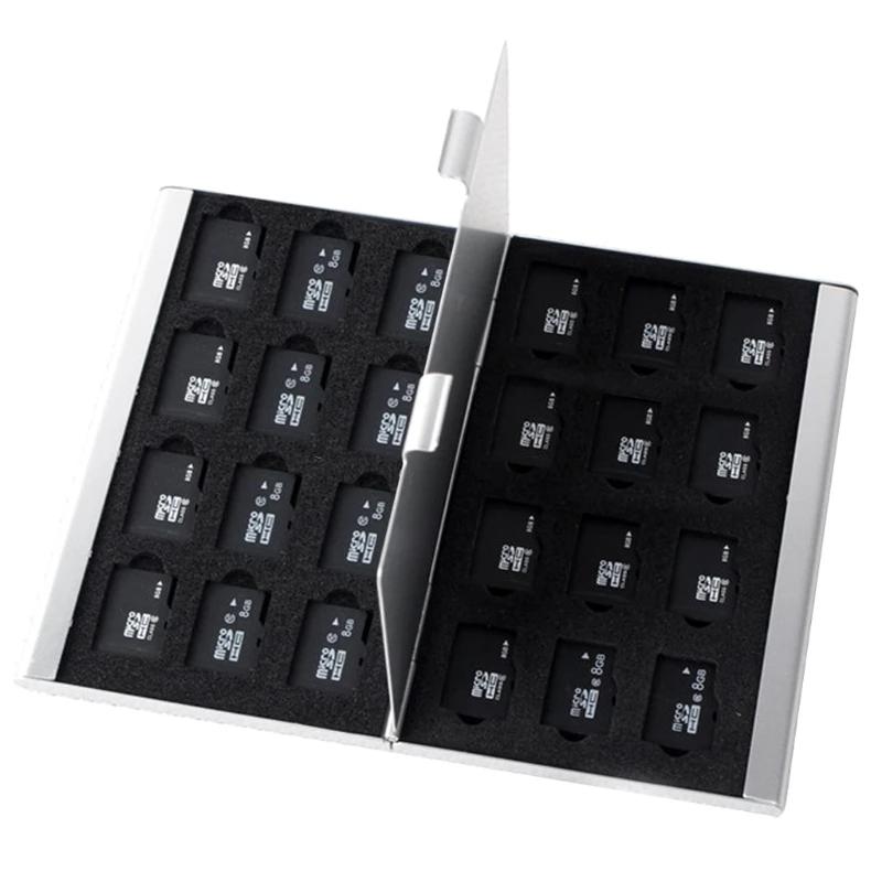 Caso De Armazenamento De Cartão De Memória De Alumínio Prata, Suporte De Caixa Para 24 TF Micro SD Cartões, Dropship Drop Ship, Atacado - Image 1