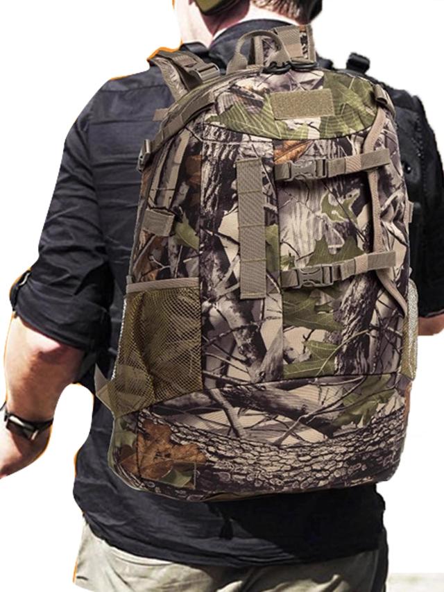 Mochila Tática Multifuncional para Caça Masculina em Camuflagem, Grande Capacidade, Resistente a Riscos e Impermeável