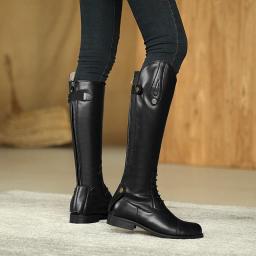 Botas femininas de couro genuíno, botas de equitação longas, equipamento equestre, novo para outono e inverno - Image 2
