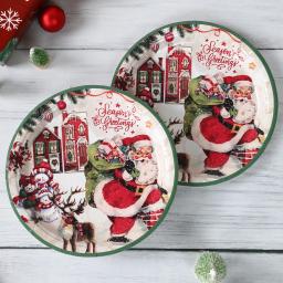 Louça descartável para decoração de Natal, Copo e prato, Fontes de festa de ano novo, Feliz Natal, 2024 - Image 3
