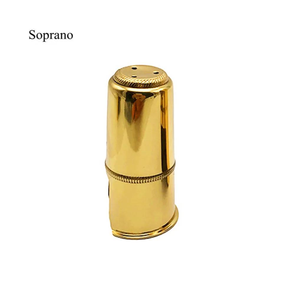 Alto Soprano Tenor Saxofone Metal boquilha Cap, Ouro chapeado protetor Cap, Latão instrumentos - Image 1