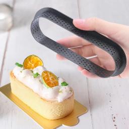 Conjunto De Moldes De Torta De Ovo Perfurado De Plástico, Bolo De Mousse Em Forma Oval Preto, Pastelaria Decorat, Ferramentas De Sobremesa Francesa Para Cozimento De Festa, 10Pcs - Image 2