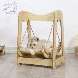 Pendurado De Madeira Pet Balanço Berço, Berço Do Gato, Gatinho Balançando Cama, Cesta Do Ninho, Cadeira Deitada, Pequenos Animais Suprimentos, Acessórios - Image 5