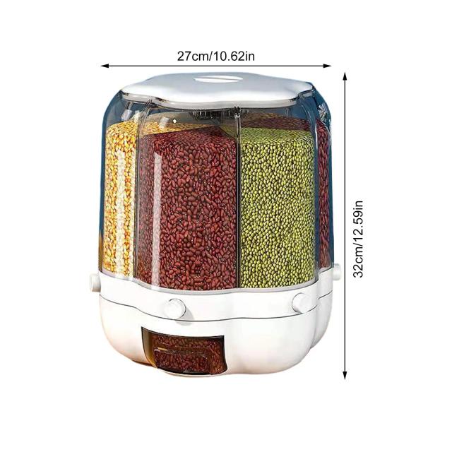 Dispensador Rotativo de Grãos 33lbs - Recipiente Grande para Armazenamento de Arroz e Alimentos Secos na Cozinha