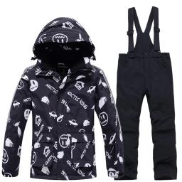 Fato de neve infantil, conjuntos de roupas snowboard, roupa exterior, casaco e calças de esqui, fantasias infantis, moda menino e menina - Image 5
