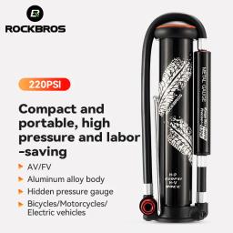 Rockbros 220psi mini bomba de ar da bicicleta inflator pneu schrader presta portátil av/fv mtb bicicleta estrada acessórios - Image 1