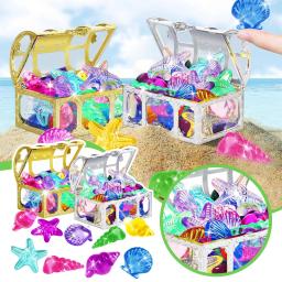Bela decoração de aquário diamante vida marinha ornamento de cristal decoração de tanque de peixes conjunto de pedras preciosas com caixa pirata mergulho gem - Image 1