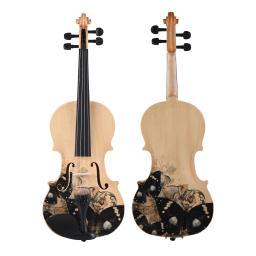 Violino acústico com Carry Case, Basswood Topboard, Side Back Board, Maple Scroll, Bow Rosin, crianças, estudantes, 4 a 4 - Image 4
