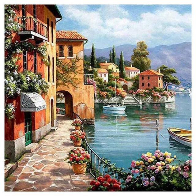 Kit Completo de Pintura por Números Silent Harbor com 3 Pincéis – Ideal para Crianças e Adultos 40x45cm