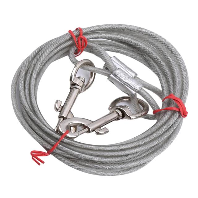 Cabo de Corda Dupla Durável para Cães com Ganchos de Metal - Fio de Aço de 5mm e 3m de Comprimento