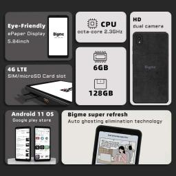 Bigme hibreak e ink smartphone leitor de ebook eletrônico 5.84 "e-ink tela telefone eink livro ereader android11 suporte kindle app - Image 2