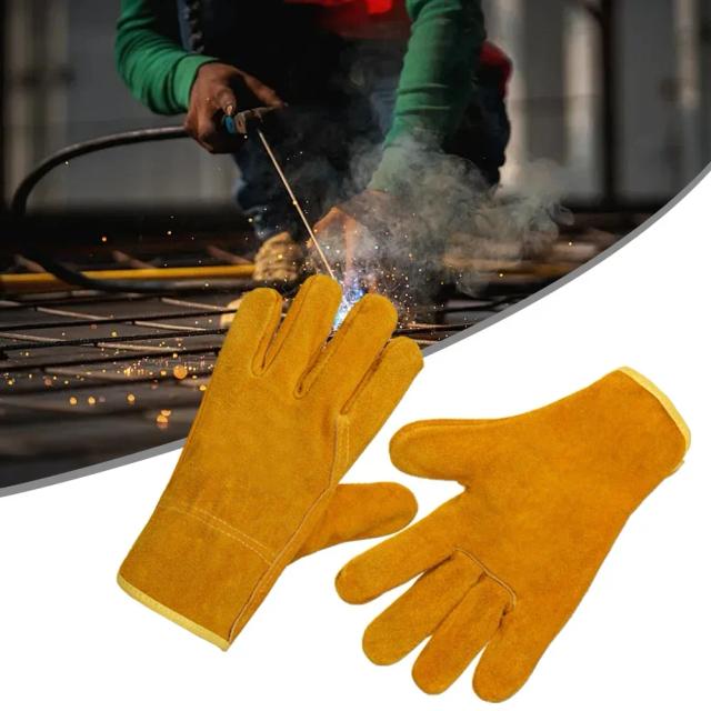 Luvas de Trabalho de Soldagem em Couro Retardante de Chamas com Proteção Térmica e Metálica