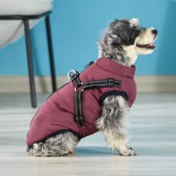 Impermeável grande Pet Dog Jacket com arnês, inverno quente cachorro roupas, casaco Labrador, Big Dog Outfit, Chihuahua, buldogue francês - Image 2