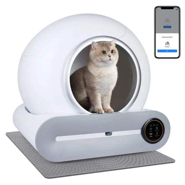 Caixa de Areia Automática Inteligente para Gatos - Auto-Limpante e Totalmente Fechada com Capacidade de 65L
