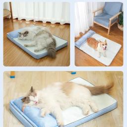 Tapete de espuma de memória lavável com travesseiro para animais, cama respirável, sofá impermeável, cachorros pequenos e médios, verão - Image 2