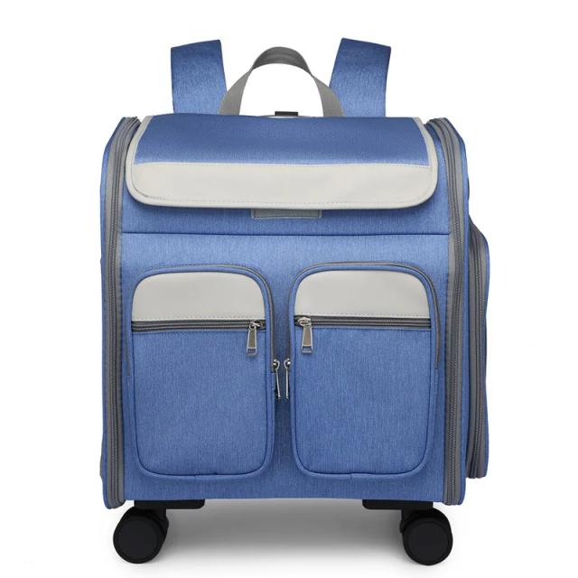 Mochila Dobrável para Pets: Grande Capacidade, Portátil e Respirável com Carrinho de Armazenamento