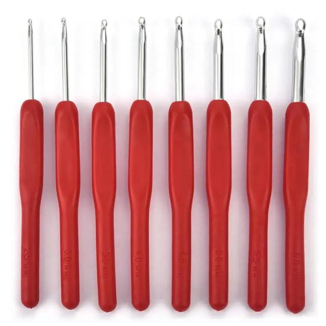 Conjunto de Agulhas de Crochê Ergonômicas com Punhos Macios para Mãos Artríticas - 8 ou 9 Peças