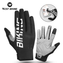 WEST BIKING-Luvas de ciclismo com dedos completos para homens e mulheres, antiderrapantes, respiráveis, esportes, MTB, bicicleta, academia, fitness, inverno - Image 1
