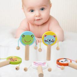 Instrumento musical de madeira chocalho para crianças, Brinquedos de madeira de percussão Cartoon Baby Rattle Presentes de educação infantil para criança - Image 2