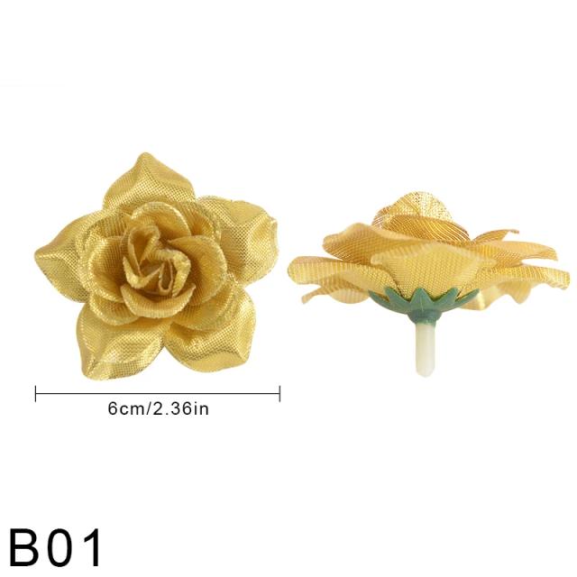 Conjunto de Cabeças de Flores de Seda Prata e Dourado para Casamento e Decoração de Festas - 10/20/30 Peças de Rosas Artificiais
