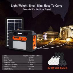 Portátil Outdoor Camping LED Light Kit Gerador de painel solar recarregável Bateria de chumbo ácido Controlador PWM para uso doméstico - Image 6