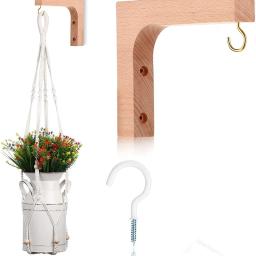 Gancho De Planta De Madeira De Suspensão Interior, Suporte De Cesta De Parede, Vaso Ao Ar Livre, Varanda Lâmpada, Decoração Do Jardim - Image 2