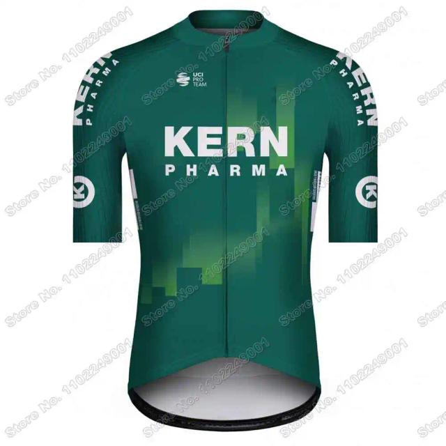 Kit de Ciclismo Masculino 2024 Kern Pharma: Camisa de Manga Curta e Calções para Estrada e Verão
