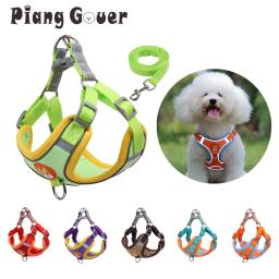 Arnês Refletivo para Pet Médio e Pequeno, Colete com alça torácica para cães, Trela para caminhar e correr, chumbo para caminhar - Image 1