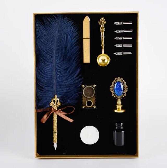 Conjunto Requintado de Canetas e Carimbos Retro para Artesanato e Papelaria, Presentes Elegantes para Casa e Escritório